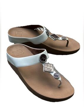 Fitflop Women's Leia Toe Thong Sandals A15-194 Urban White US Womens Size 10